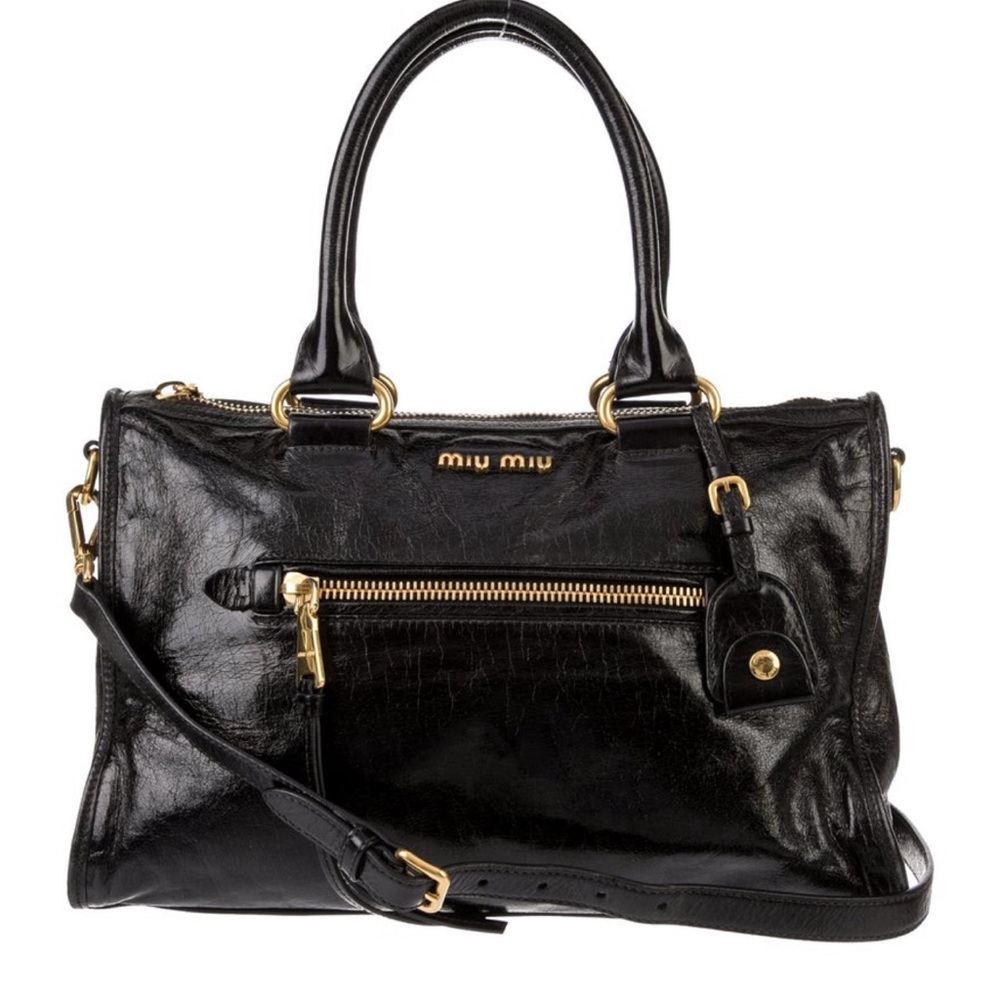 Miu Miu vitello shine top handle satchel